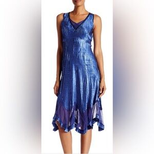 NEW Komarov Blue Sheer Handkerchief Dress with Chiffon Jacket